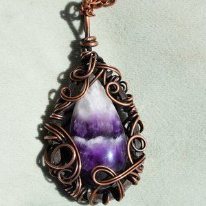Amethyst wrapped in copper